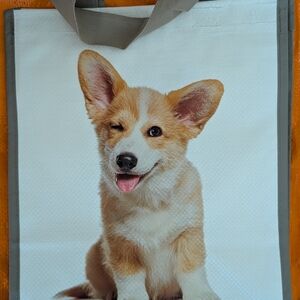 Dog Tote Bag with Corgi Print - Gray